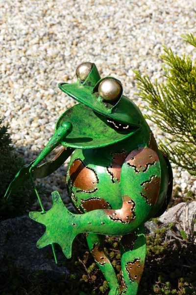 Skultur singender FROSCH Metall Garten DEKO Windlicht eBay